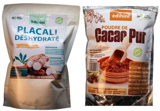 Pack de Placali déshydraté-Poudre de cacao pur 1 kg