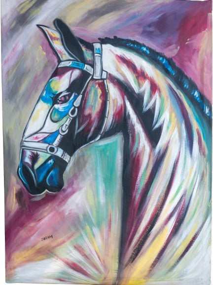 Tableau artisanal du buste d'un cheval