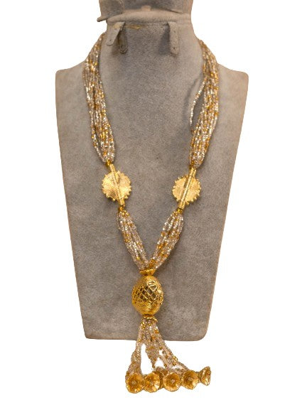 Collier artisanal blanc doré