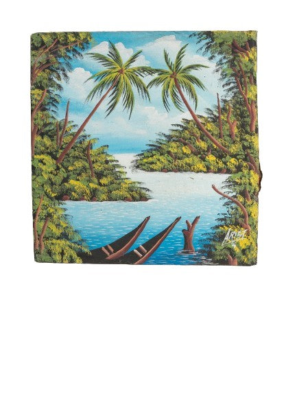 Tableau artisanal montrant un paysage