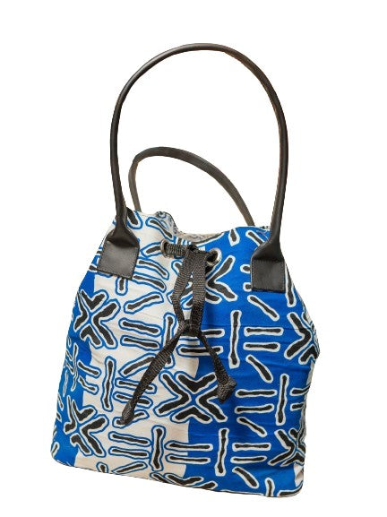Sac à main artisanal bleu blanc