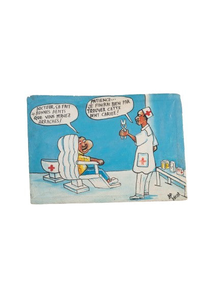 Tableau artisanal d'un dentiste en travail