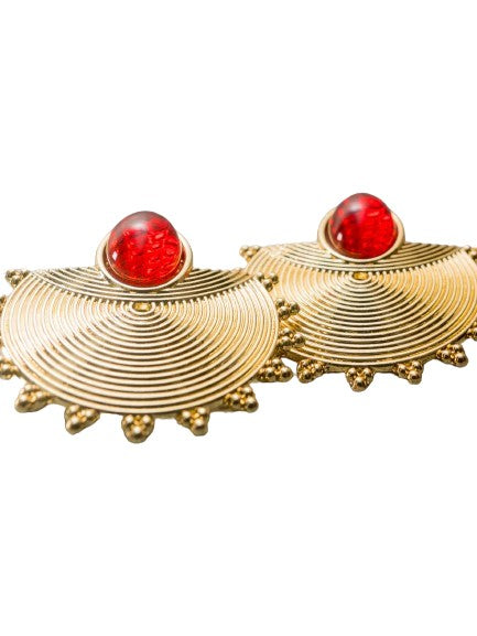 Boucles d'oreilles artisanales avec une perle rouge 20g